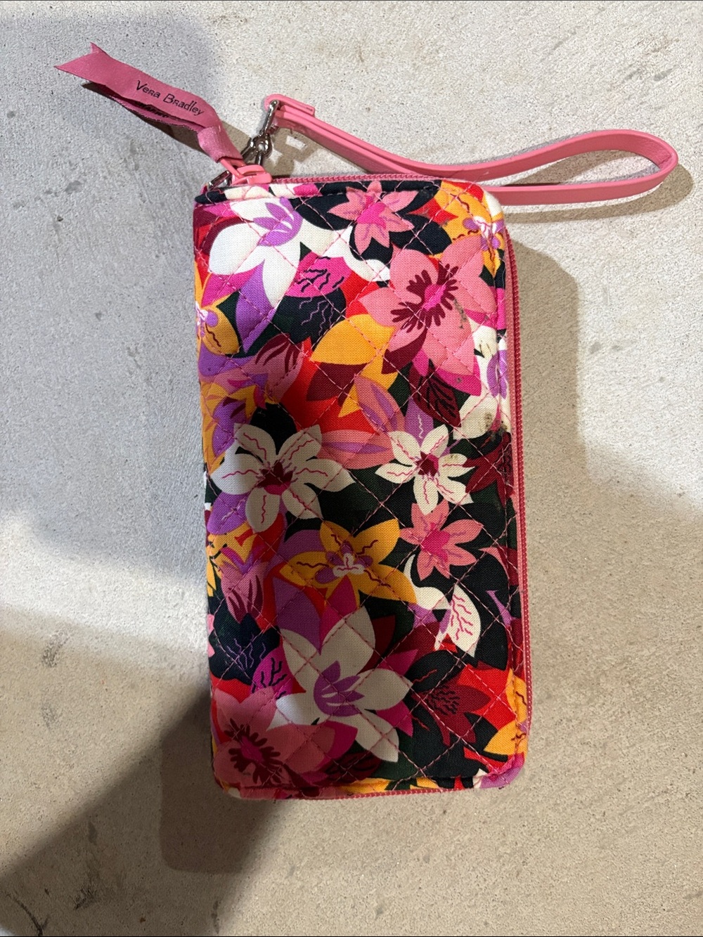 Vera Bradley Pink Multi Floral Quilted Wristlet